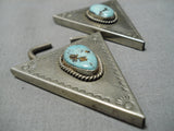 Exquisite Vintage Native American Navajo Green Turquoise Sterling Silver Collar Protectors-Nativo Arts