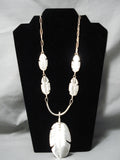 Intricate Detailed Hand Carved Feather Master Native American Navajo Sterling Silver Necklace-Nativo Arts