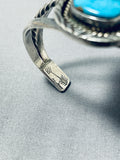 Flower Signed Vintage Native American Navajo Turquoise Sterling Silver Bracelet-Nativo Arts