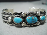 Superb Vinage Hopi Turquoise Sterling Silver Bracelet Native American Old-Nativo Arts