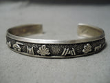 Wonderful Vintage Navajo Sterling Silver Storyteller Bracelet Native American-Nativo Arts