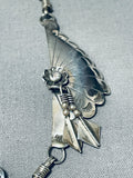 Eye Catching Vintage Native American Navajo Turquoise Sterling Silver Dangle Necklace-Nativo Arts