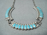 Gorgeous Vintage Native American Zuni Sleeping Beauty Turquoise Sterling Silver Necklace Old-Nativo Arts