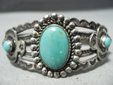 Early 1900's Vintage Native American Navajo Cerrillos Turquoise Sterling Silver Bracelet Old-Nativo Arts