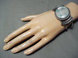 Flowers Of Turquoise Vintage Native American Zuni Sterling Silver Bracelet Old-Nativo Arts