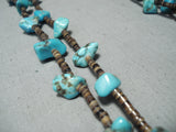 Native American Marvelous Vintage Santo Domingo Kingman Turquoise Sterling Silver Necklace Old-Nativo Arts