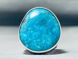 Remarkable Native American Navajo Kingman Turquoise Sterling Silver Ring-Nativo Arts