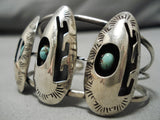Superior Vintage Native American Navajo Green Turquoise Sterling Silver Bracelet Old-Nativo Arts
