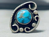 Tremendous Vintage Native American Navajo Kingman Turquoise Sterling Silver Ring-Nativo Arts