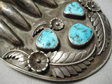One Of The Best Vintage Native American Navajo Turquoise Sterling Silver Buckle Old-Nativo Arts