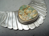 Exquisite Native American Navajo Royston Turquoise Sterling Silver Necklace-Nativo Arts