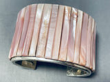 The Best Native American Navajo Pink Inlay Wide Sterling Silver Bracelet-Nativo Arts