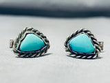 Rare Vintage Native American Navajo Royston Turquoise Sterling Silver Cuff Links-Nativo Arts