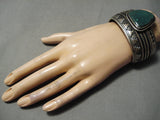 Important Vintage Native American Navajo Thomas Singer Green Turquoise Sterling Silver Bracelet-Nativo Arts