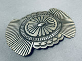 Mesmerizing Vintage Native American Navajo Signed Henry Morgan Huge Sterling Silver Buckle-Nativo Arts