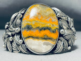 Gigantic San Felipe Huge Honeybee Oval Sterling Silver Leaves Bracelet-Nativo Arts