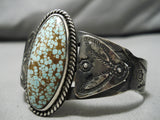 Earlier 1900's Vintage Native American Navajo #8 Turquoise Sterling Silver Bracelet Old Cuff-Nativo Arts