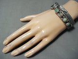 Heavy Leaf Navajo Royston Turquoise Sterling Silver Bracelet Native American-Nativo Arts