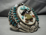 Museum Vintage Zuni Native American Navajo Turquoise Sterling Silver Kachina Bracelet Old-Nativo Arts