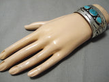 Important Vintage Native American Navajo Roy Vandever Turquoise Sterling Silver Bracelet Old-Nativo Arts