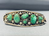 Important Damale Turquoise Vintage Native American Navajo Gold Sterling Silver Bracelet-Nativo Arts