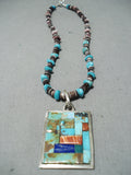 Native American Unique Vintage Santo Domingo Turquoise Sterling Silver Necklace Old-Nativo Arts