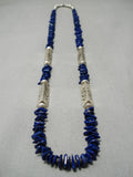 Superior Vintage Native American Navajo Sterling Silver Tubule Lapis Necklace Old-Nativo Arts