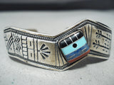 Native American Detailed Vintage Santo Domingo Turquoise Sterling Silver Bracelet-Nativo Arts