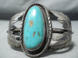 Marvelous Vintage Native American Navajo Kingman Turquoise Sterling Silver Bracelet Old-Nativo Arts