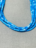 Absolutely Incredible Native American Navajo Tubule Denim Lapis Sterling Silver Necklace-Nativo Arts