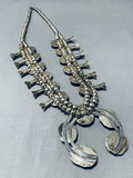 Rare Vintage Native American Navajo Bisbee Turquoise Sterling Silver Squash Blossom Necklace-Nativo Arts