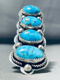 Massive Native American Navajo Old Kingman Turquoise Sterling Silver Ring-Nativo Arts