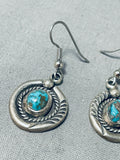 Superb Vintage Native American Navajo Kingman Turquoise Sterling Silver Pendant Earrings-Nativo Arts