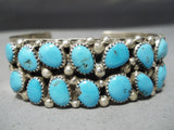 Amazing Kathleen Turquoise Vintage Native American Navajo Sterling Silver Bracelet Cuff-Nativo Arts