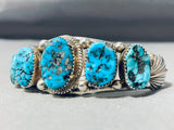 Exceptional Native American Zuni Sleeping Beauty Turquoise Sterling Silver Bracelet Signed-Nativo Arts