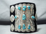 Tremendous Vintage Native American Navajo 9 Kingman Turquoise Sterling Silver Bowguard-Nativo Arts
