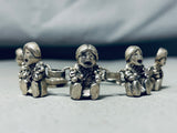 Extremely Detailed Vintage Native American Navajo Storyteller Sterling Silver Link Bracelet-Nativo Arts