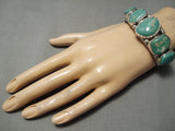 Chunky Royston Turquoise Sterling Silver Vintage Native American Navajo Bracelet-Nativo Arts