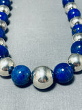 Native American Exceptional Santo Domingo Lapis Sterling Silver Necklace-Nativo Arts