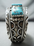 Magnificent Signed Vintage Native American Navajo Turquoise Sterling Silver Bracelet Old-Nativo Arts