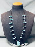 Wonderful Vintage Native American Zuni Turquoise Turtles Sterling Silver Necklace-Nativo Arts