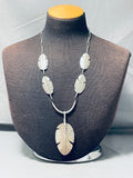 Huge Important Vintage Native American Navajo Sterling Silver Feather Tier Necklace-Nativo Arts