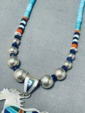Quality Hand Tooled Vintage Native American Navajo Turquoise Sterling Silver Horse Necklace-Nativo Arts