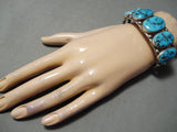Incredible Vintage Native American Navajo Sleeping Beauty Turquoise Sterling Silver Bracelet Old-Nativo Arts