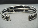 Opulent Vintage Native American Navajo #8 Turquoise Sterling Silver Coiled Bracelet-Nativo Arts