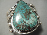 Electrifying Vintage Native American Navajo Green Teardrop Turquoise Sterling Silver Bracelet-Nativo Arts