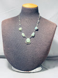 Very Old Vintage Native American Navajo Green Turquoise Sterling Silver Leaf Necklace Old-Nativo Arts