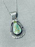 Amazing Native American Navajo Carico Lake Turquoise Sterling Silver Necklace-Nativo Arts