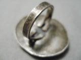 Huge Vintage Navajo Deep Blue Turquoise Sterling Silver Native American Ring-Nativo Arts
