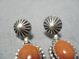 Native American Important Jeanette Dale Lapis Coral Sterling Silver Earrings-Nativo Arts